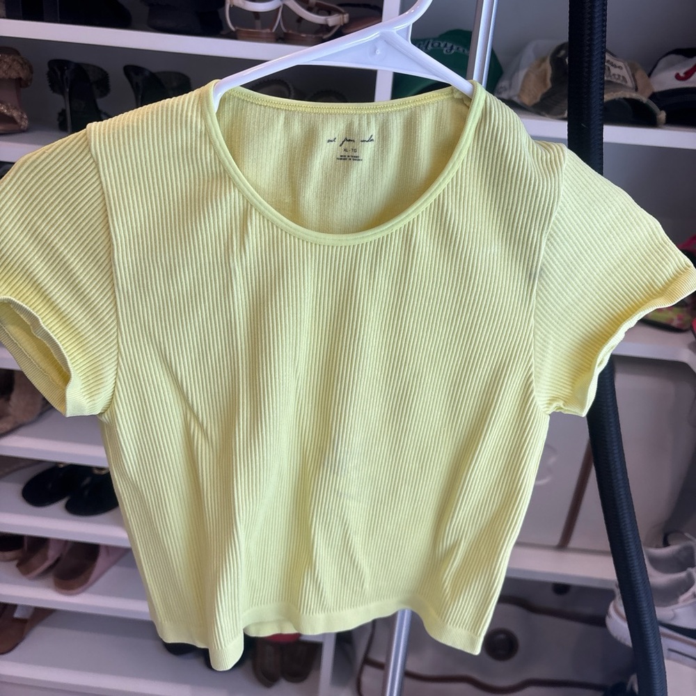 Urban Outfitters Light Yellow Ribbed Tee